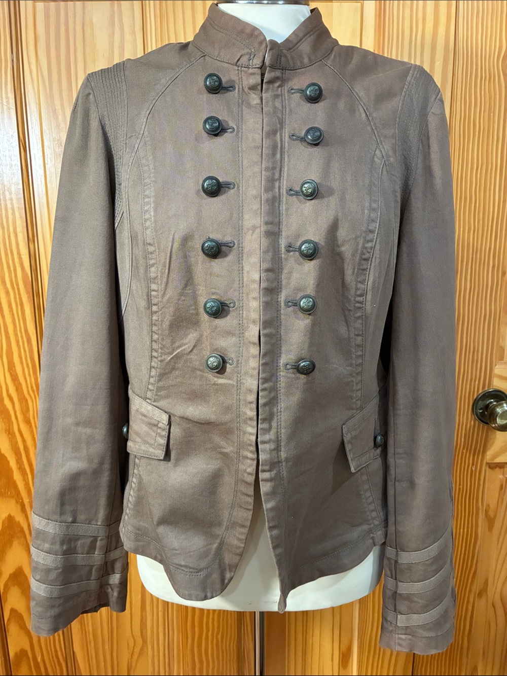 INC International Concepts Brown Military-Style Double-Breasted Jacket